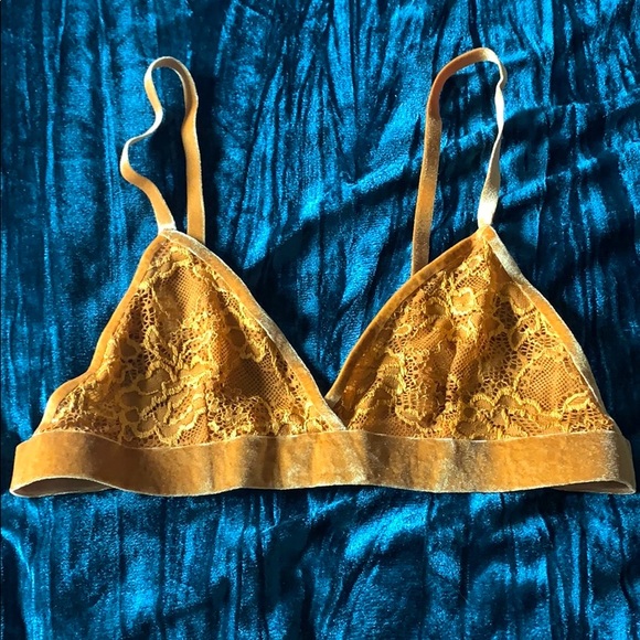 Shimera Yellow Lace Velvet Bra Mustard Yellow - Picture 4 of 9